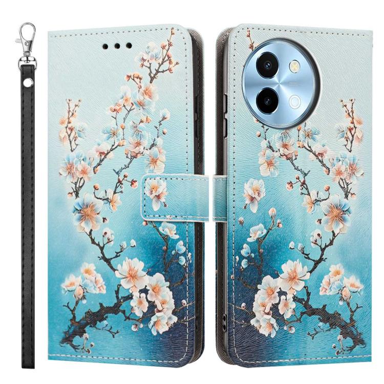 For vivo Y38 5G Global Painted Pattern Vegan Leather Phone Case with Strap