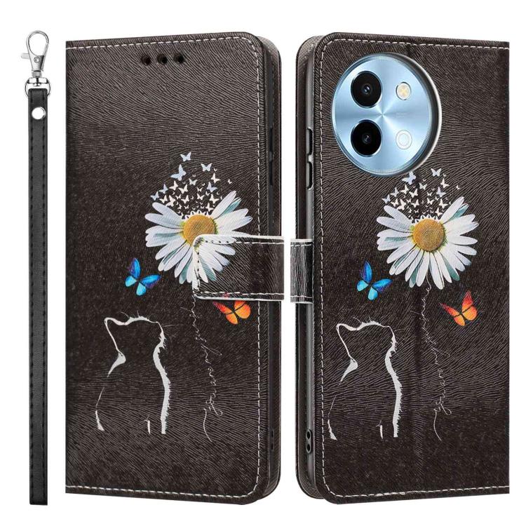 For vivo Y38 5G Global Painted Pattern Vegan Leather Phone Case with Strap