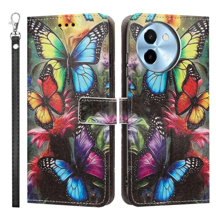 For vivo Y38 5G Global Painted Pattern Vegan Leather Phone Case with Strap