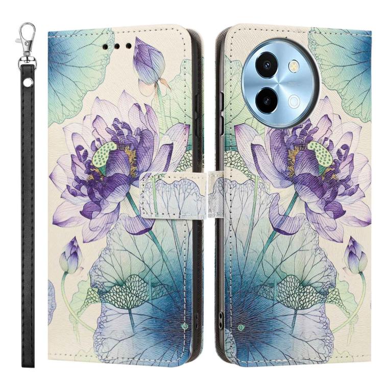 For vivo Y38 5G Global Painted Pattern Vegan Leather Phone Case with Strap