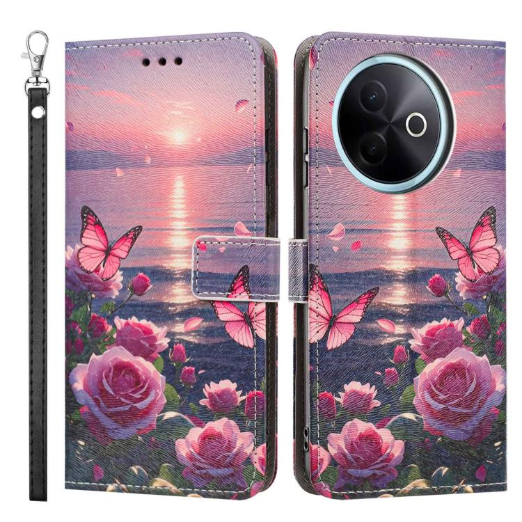 For vivo Y39 5G Global/Y300i 5G Painted Pattern Vegan Leather Phone Case with Strap