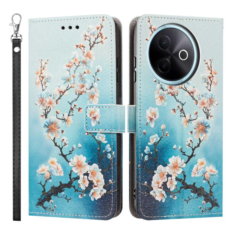 For vivo Y39 5G Global/Y300i 5G Painted Pattern Vegan Leather Phone Case with Strap