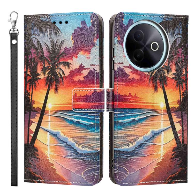 For vivo Y39 5G Global/Y300i 5G Painted Pattern Vegan Leather Phone Case with Strap