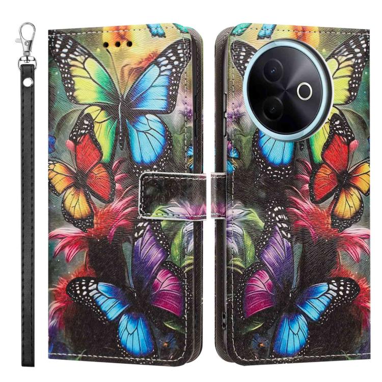 For vivo Y39 5G Global/Y300i 5G Painted Pattern Vegan Leather Phone Case with Strap