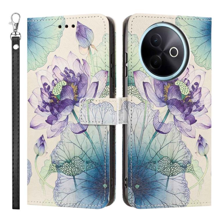 For vivo Y39 5G Global/Y300i 5G Painted Pattern Vegan Leather Phone Case with Strap