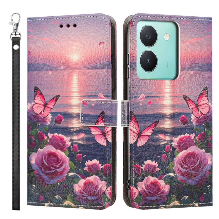 For vivo Y78 Painted Pattern Vegan Leather Phone Case with Strap