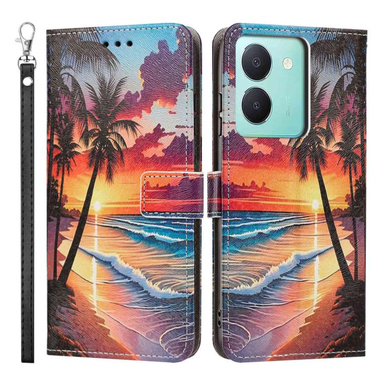 For vivo Y78 Painted Pattern Vegan Leather Phone Case with Strap