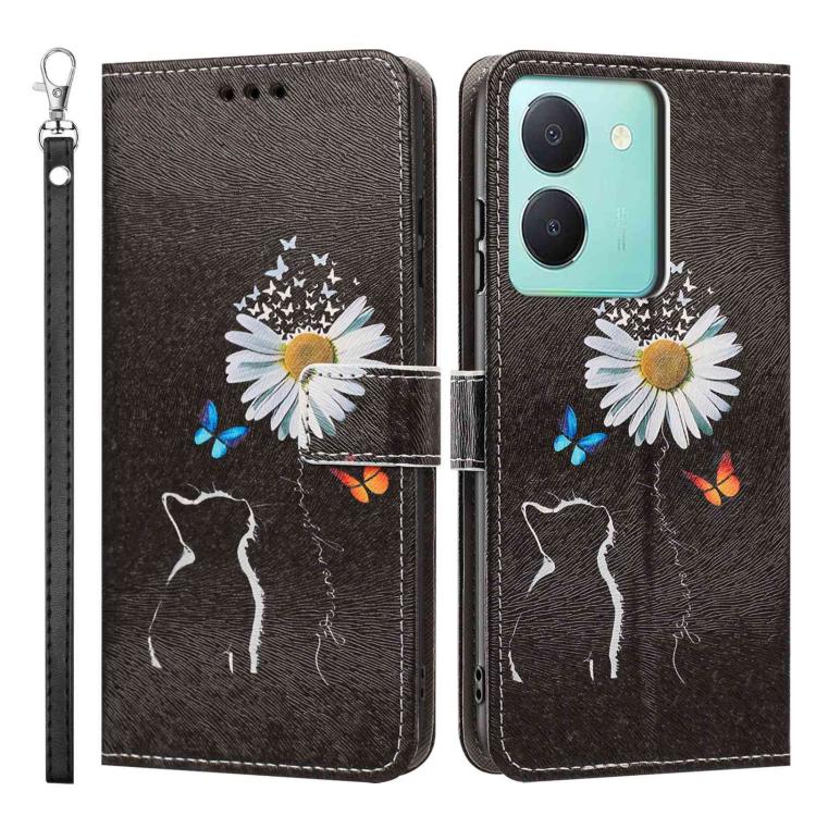 For vivo Y78 Painted Pattern Vegan Leather Phone Case with Strap