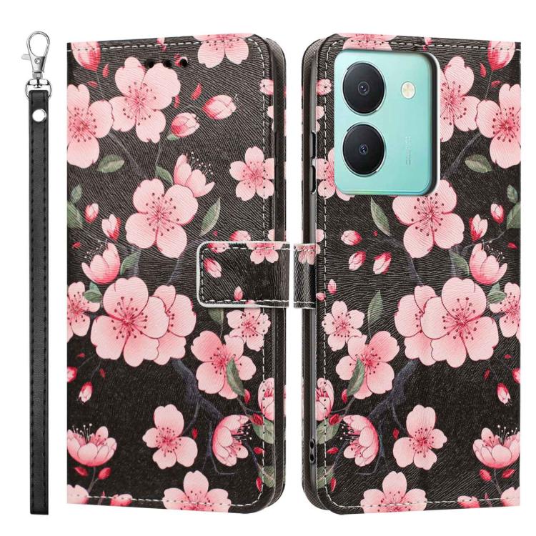 For vivo Y78 Painted Pattern Vegan Leather Phone Case with Strap