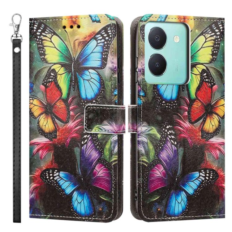 For vivo Y78 Painted Pattern Vegan Leather Phone Case with Strap