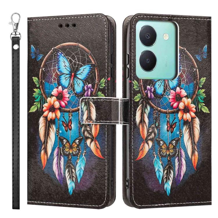 For vivo Y78 Painted Pattern Vegan Leather Phone Case with Strap