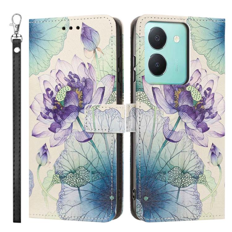 For vivo Y78 Painted Pattern Vegan Leather Phone Case with Strap