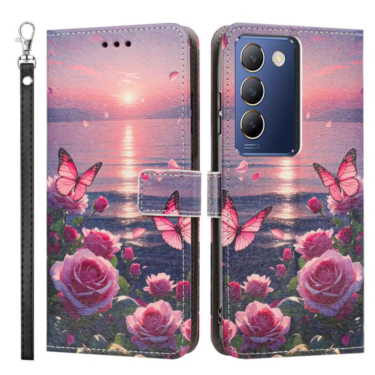 For vivo Y100 IDN Painted Pattern Vegan Leather Phone Case with Strap