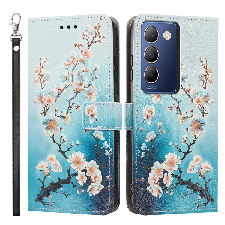 For vivo Y100 IDN Painted Pattern Vegan Leather Phone Case with Strap