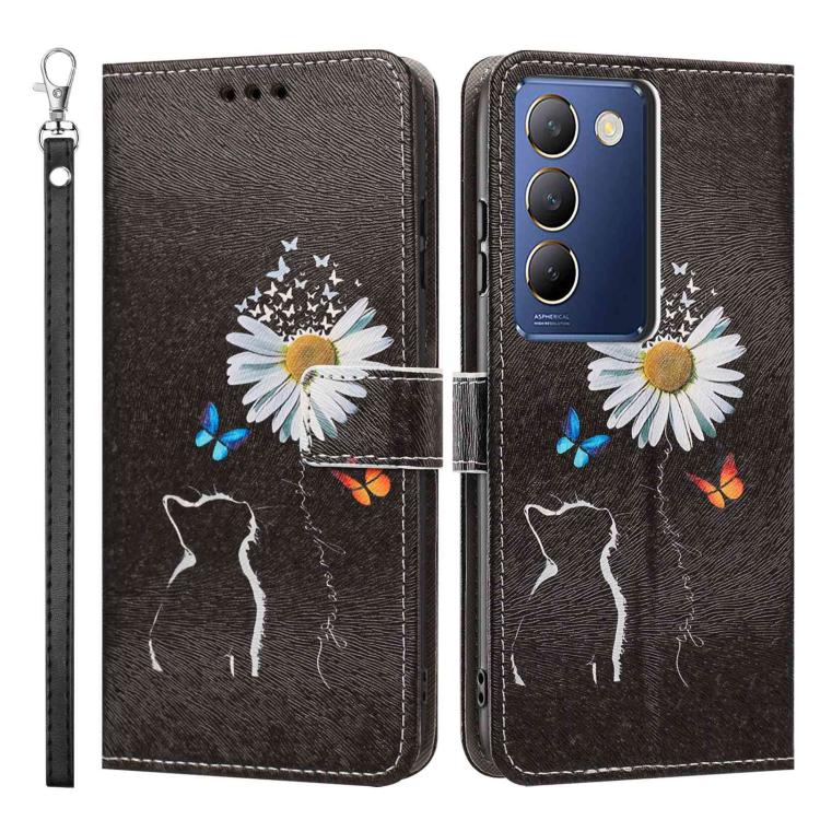 For vivo Y100 IDN Painted Pattern Vegan Leather Phone Case with Strap