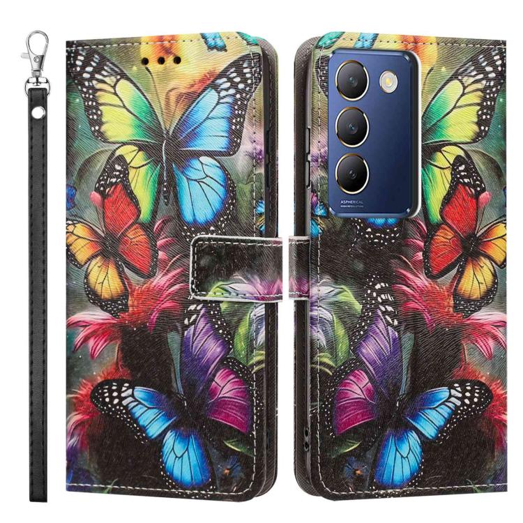 For vivo Y100 IDN Painted Pattern Vegan Leather Phone Case with Strap