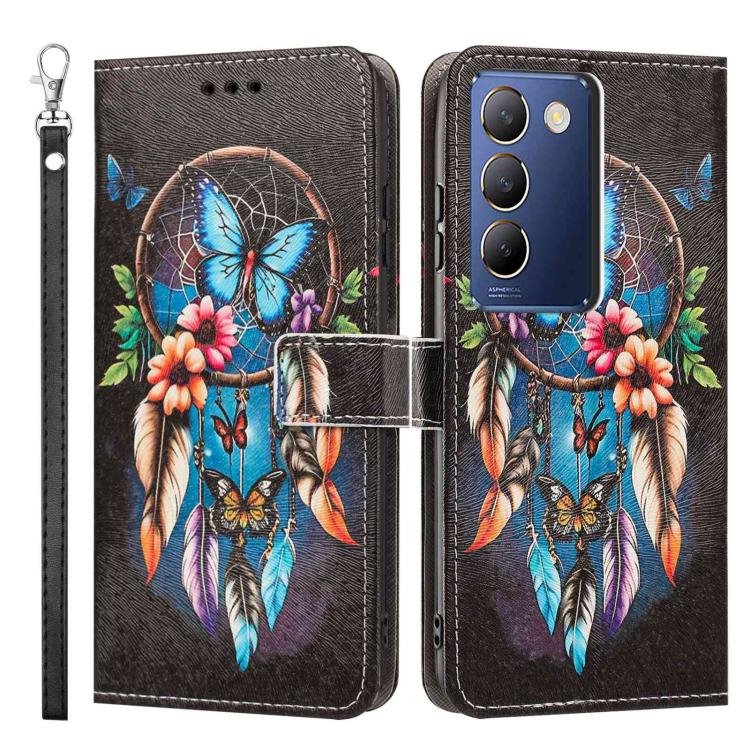 For vivo Y100 IDN Painted Pattern Vegan Leather Phone Case with Strap