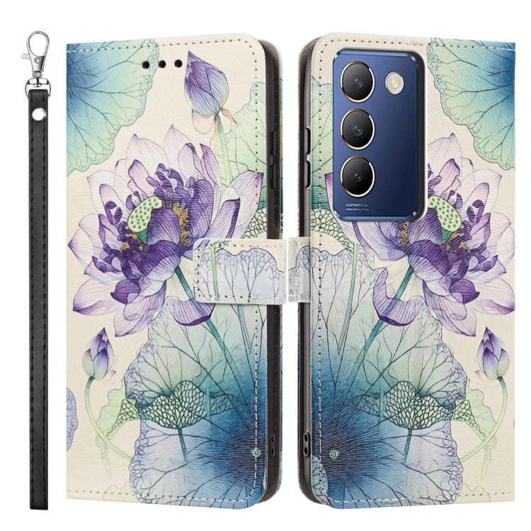 For vivo Y100 IDN Painted Pattern Vegan Leather Phone Case with Strap