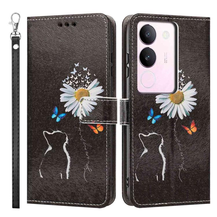 For vivo Y200 5G Global Painted Pattern Vegan Leather Phone Case with Strap