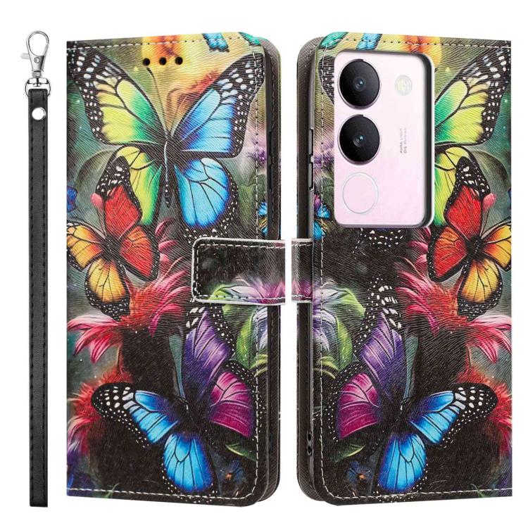For vivo Y200 5G Global Painted Pattern Vegan Leather Phone Case with Strap