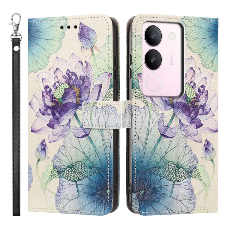 For vivo Y200 5G Global Painted Pattern Vegan Leather Phone Case with Strap