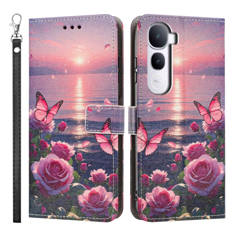 For vivo Y400 Painted Pattern Vegan Leather Phone Case with Strap