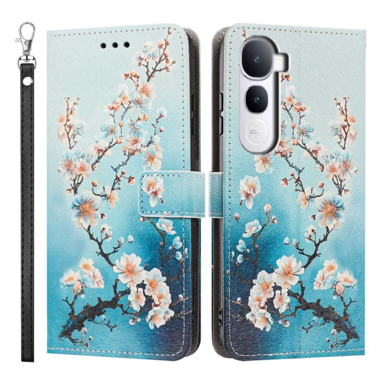 For vivo Y400 Painted Pattern Vegan Leather Phone Case with Strap