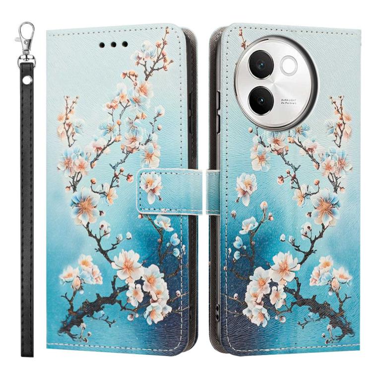 For vivo V30e / V40 Lite 5G Painted Pattern Vegan Leather Phone Case with Strap