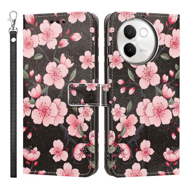 For vivo V30e / V40 Lite 5G Painted Pattern Vegan Leather Phone Case with Strap
