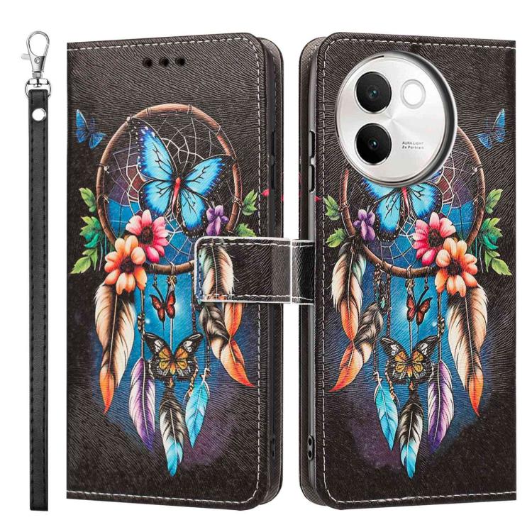 For vivo V30e / V40 Lite 5G Painted Pattern Vegan Leather Phone Case with Strap