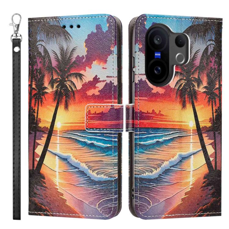 For vivo X200?FE/S30?Pro?Mini Painted Pattern Vegan Leather Phone Case with Strap