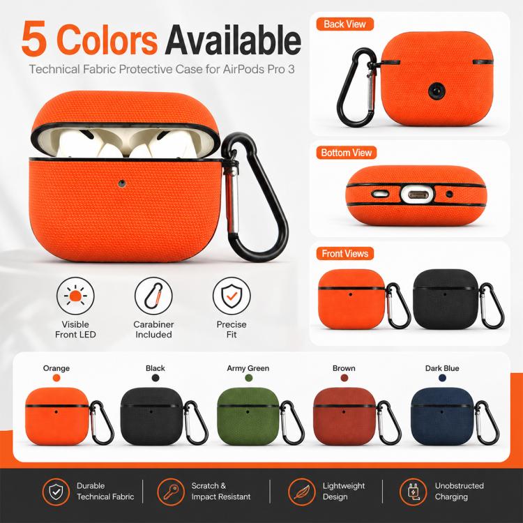For AirPods 4 Technical Fabric Double Strand Leather Earphone Protective Case