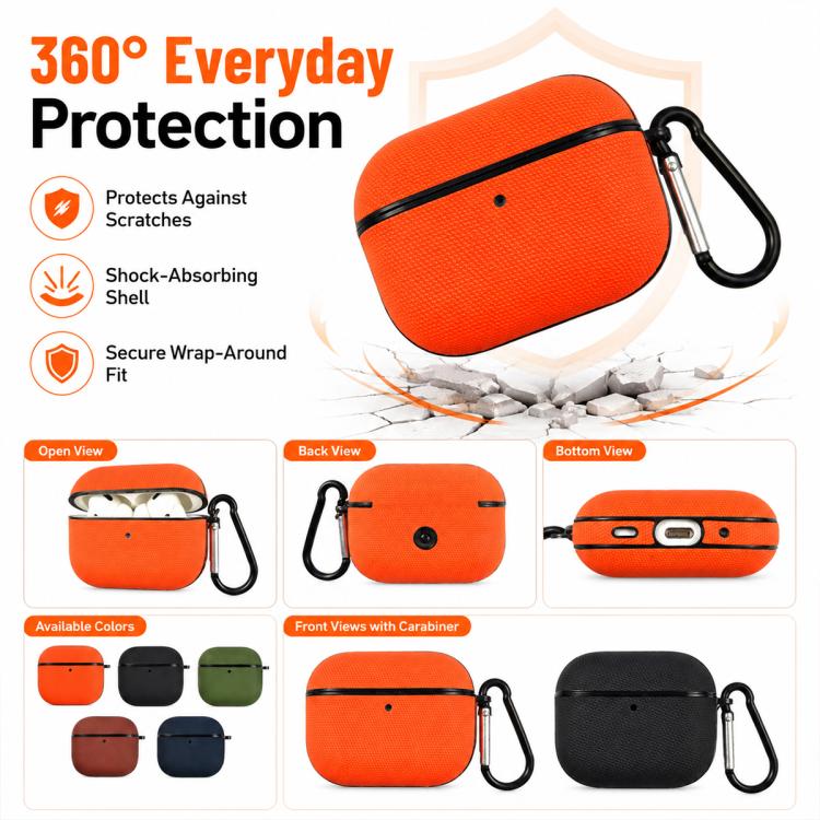 For AirPods 4 Technical Fabric Double Strand Leather Earphone Protective Case