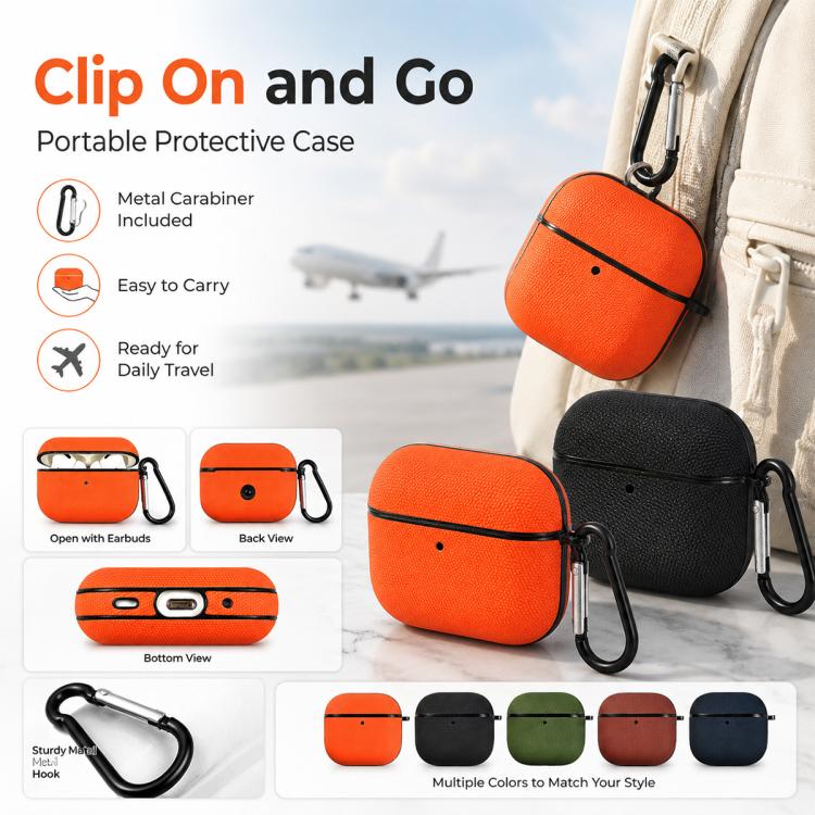 For AirPods Pro 3 Technical Fabric Double Strand Leather Earphone Protective Case