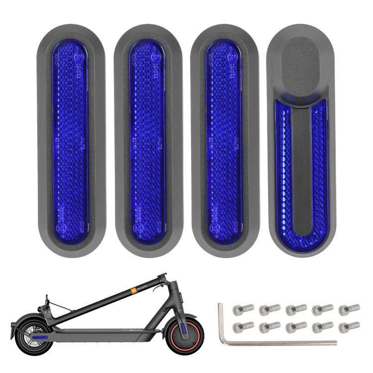For Xiaomi Mijia M365 Pro / Pro 2 / 1S 4 in 1 Electric Scooter Wheel Decorative Side Cover Plastic Block Reflective Strip with Screws