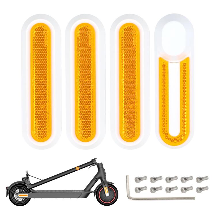 For Xiaomi Mijia M365 Pro / Pro 2 / 1S 4 in 1 Electric Scooter Wheel Decorative Side Cover Plastic Block Reflective Strip with Screws