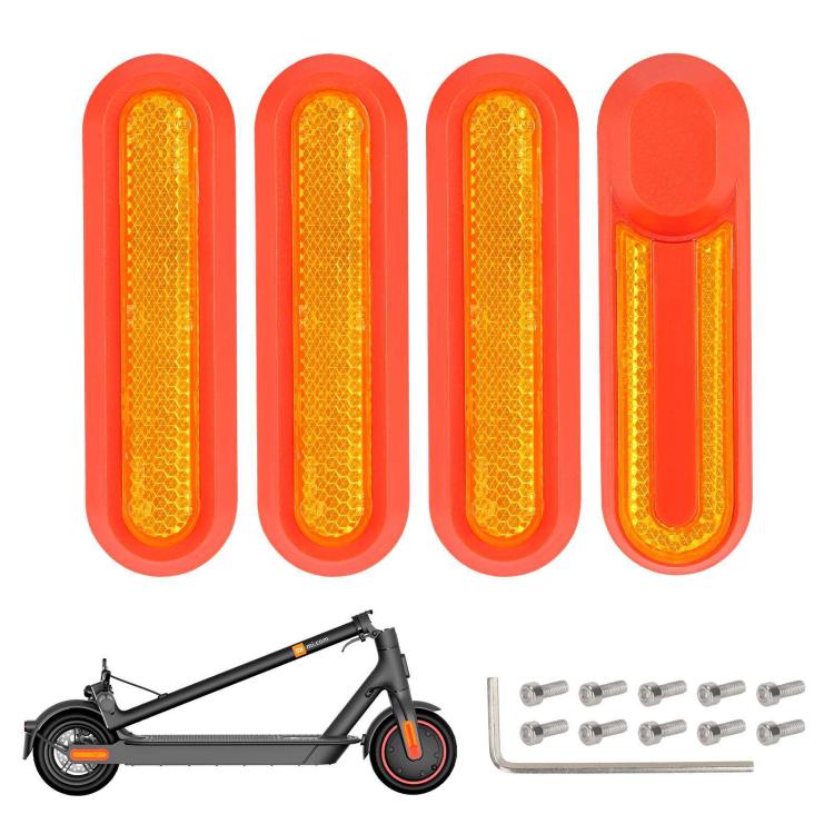 For Xiaomi Mijia M365 Pro / Pro 2 / 1S 4 in 1 Electric Scooter Wheel Decorative Side Cover Plastic Block Reflective Strip with Screws