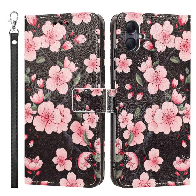For Galaxy A05 Painted Pattern Vegan Leather Phone Case with Strap