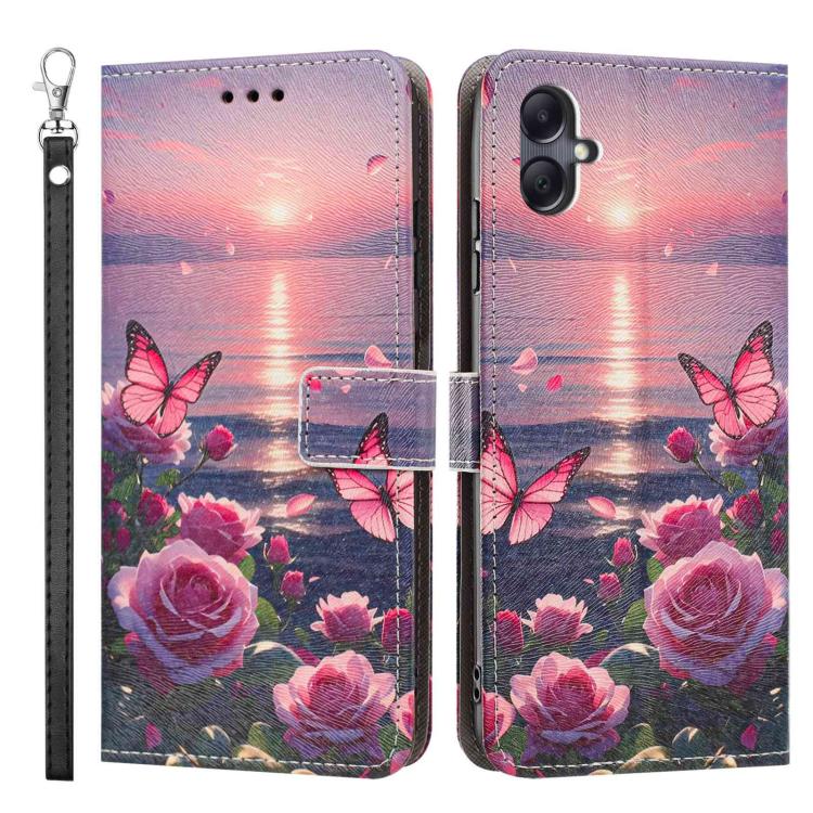 For Galaxy A07 4G/5G Painted Pattern Vegan Leather Phone Case with Strap