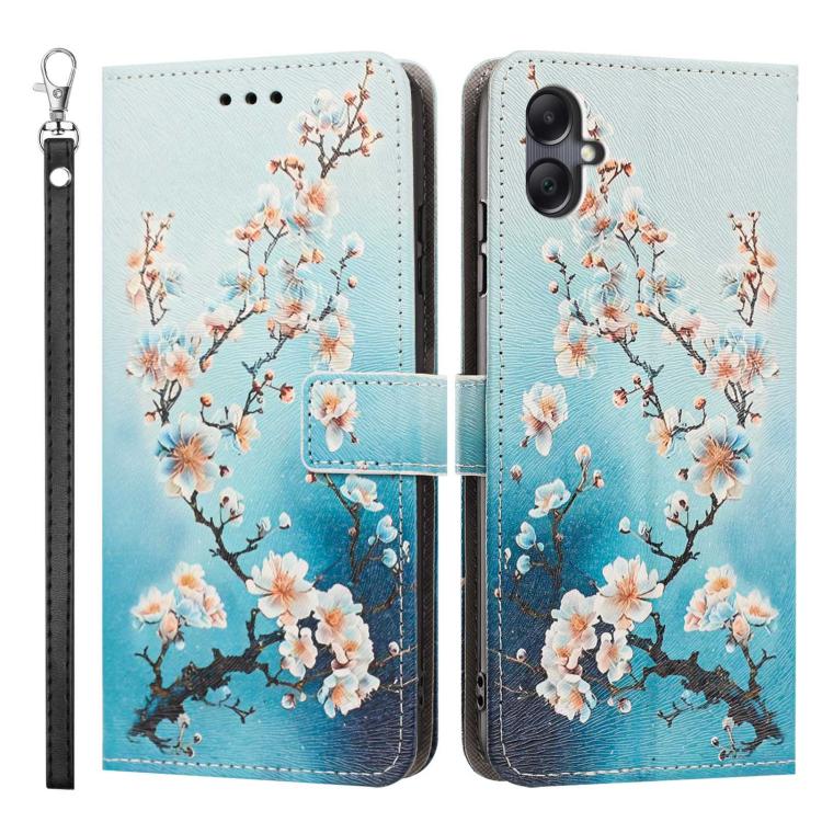 For Galaxy A07 4G/5G Painted Pattern Vegan Leather Phone Case with Strap