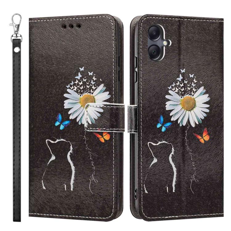 For Galaxy A07 4G/5G Painted Pattern Vegan Leather Phone Case with Strap