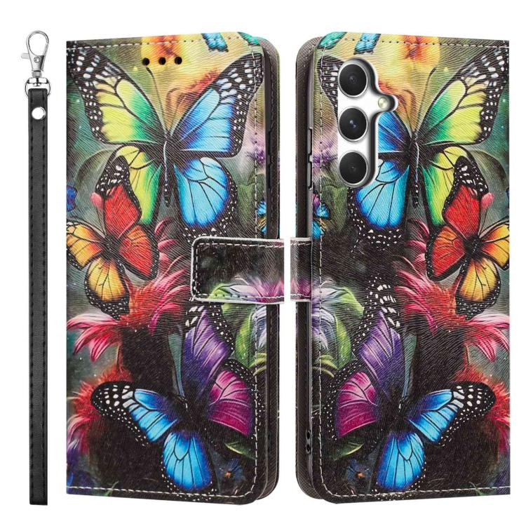 For Galaxy A14 4G/5G Painted Pattern Vegan Leather Phone Case with Strap