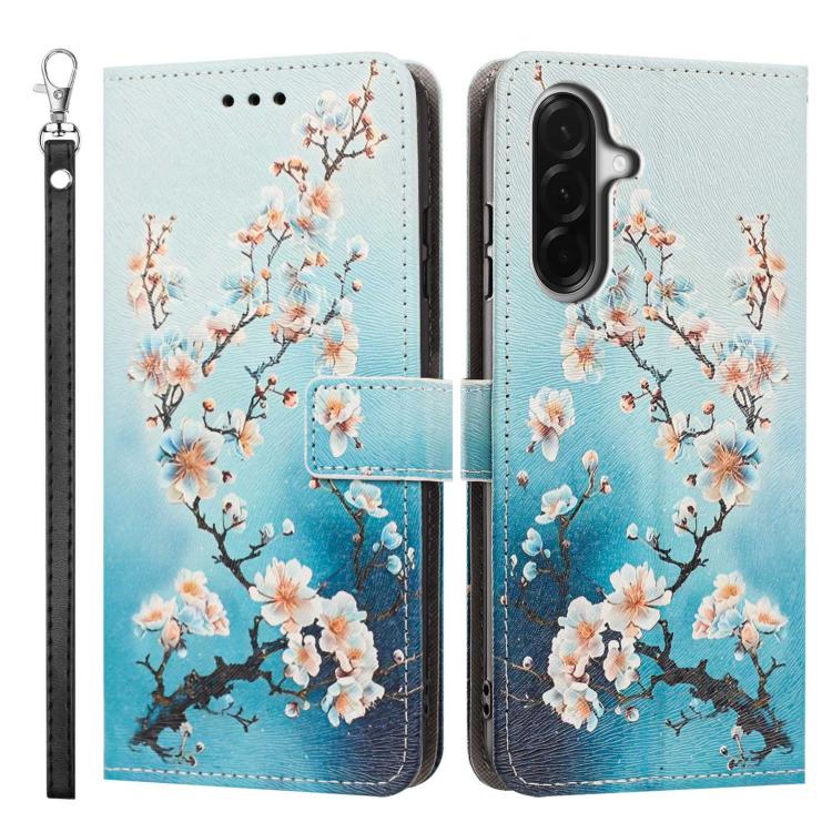 For Galaxy A37 5G / A36 5G Painted Pattern Vegan Leather Phone Case with Strap