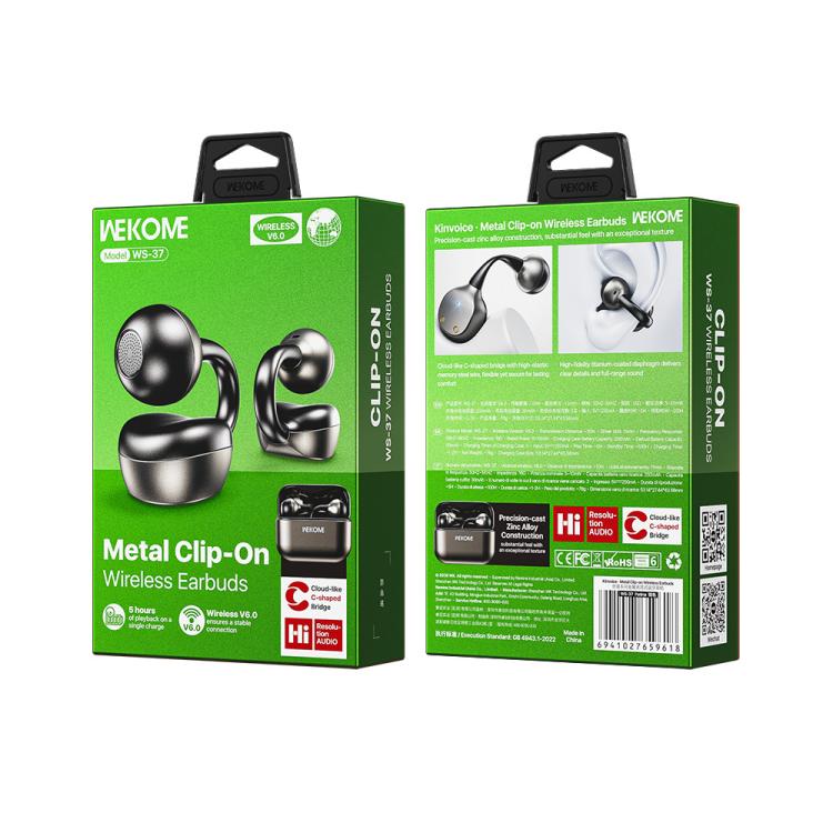 WK WS-37 Kinvoice Series Clip-on Metal Wireless Bluetooth Earphone