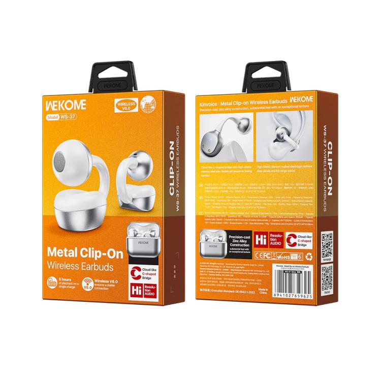 WK WS-37 Kinvoice Series Clip-on Metal Wireless Bluetooth Earphone