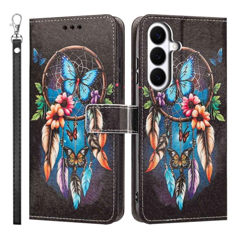 For Galaxy S26 5G Painted Pattern Vegan Leather Phone Case with Strap