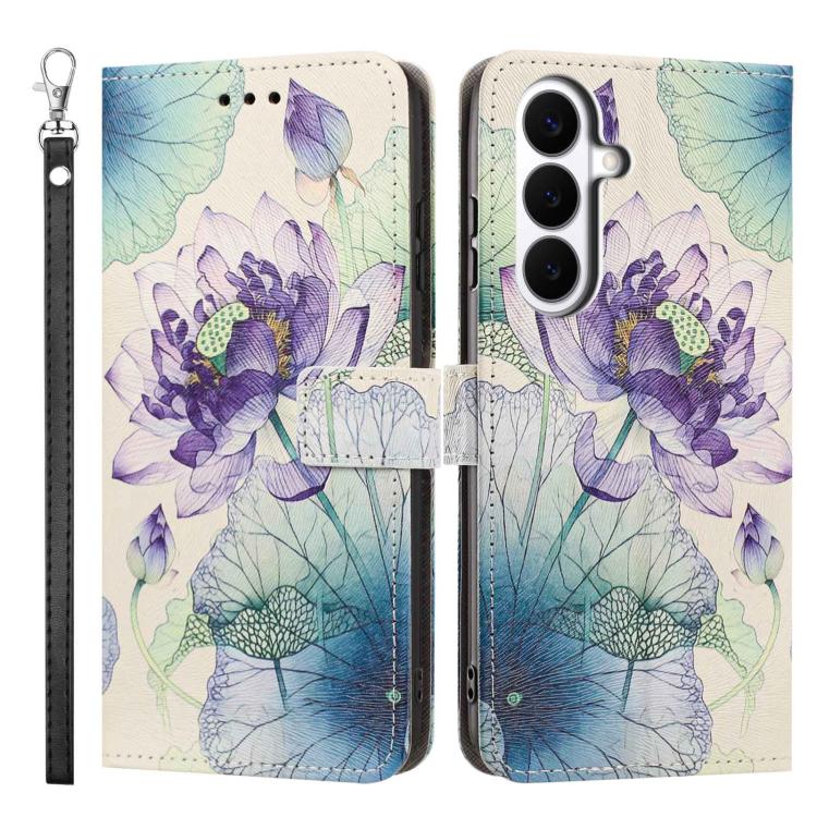For Galaxy S26 5G Painted Pattern Vegan Leather Phone Case with Strap
