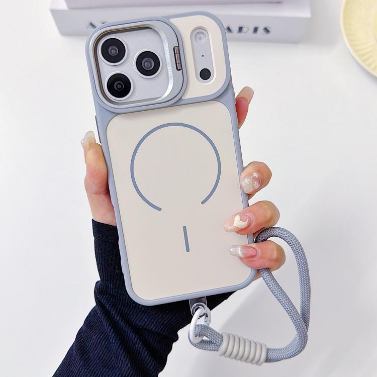 For iPhone 17 Pro Max Skin Feel Camera Holder Fine Circle Magnetic Phone Case with Lanyard