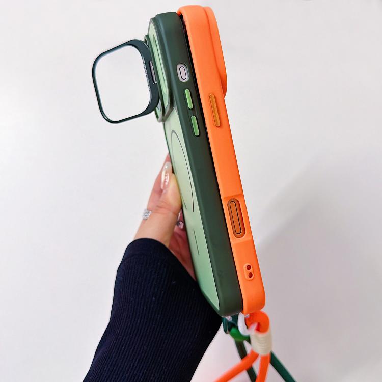 For iPhone 17 Pro Max Skin Feel Camera Holder Fine Circle Magnetic Phone Case with Lanyard