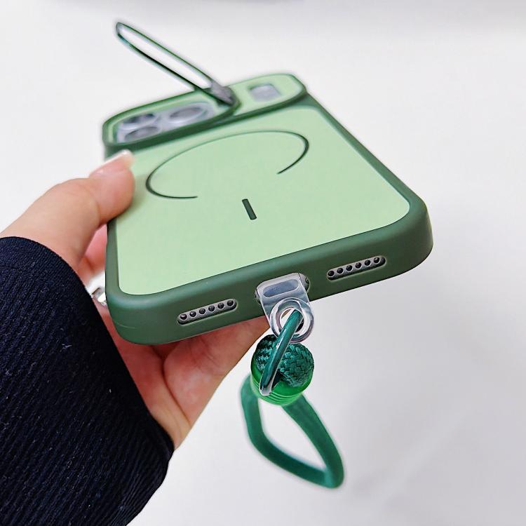 For iPhone 17 Pro Max Skin Feel Camera Holder Fine Circle Magnetic Phone Case with Lanyard